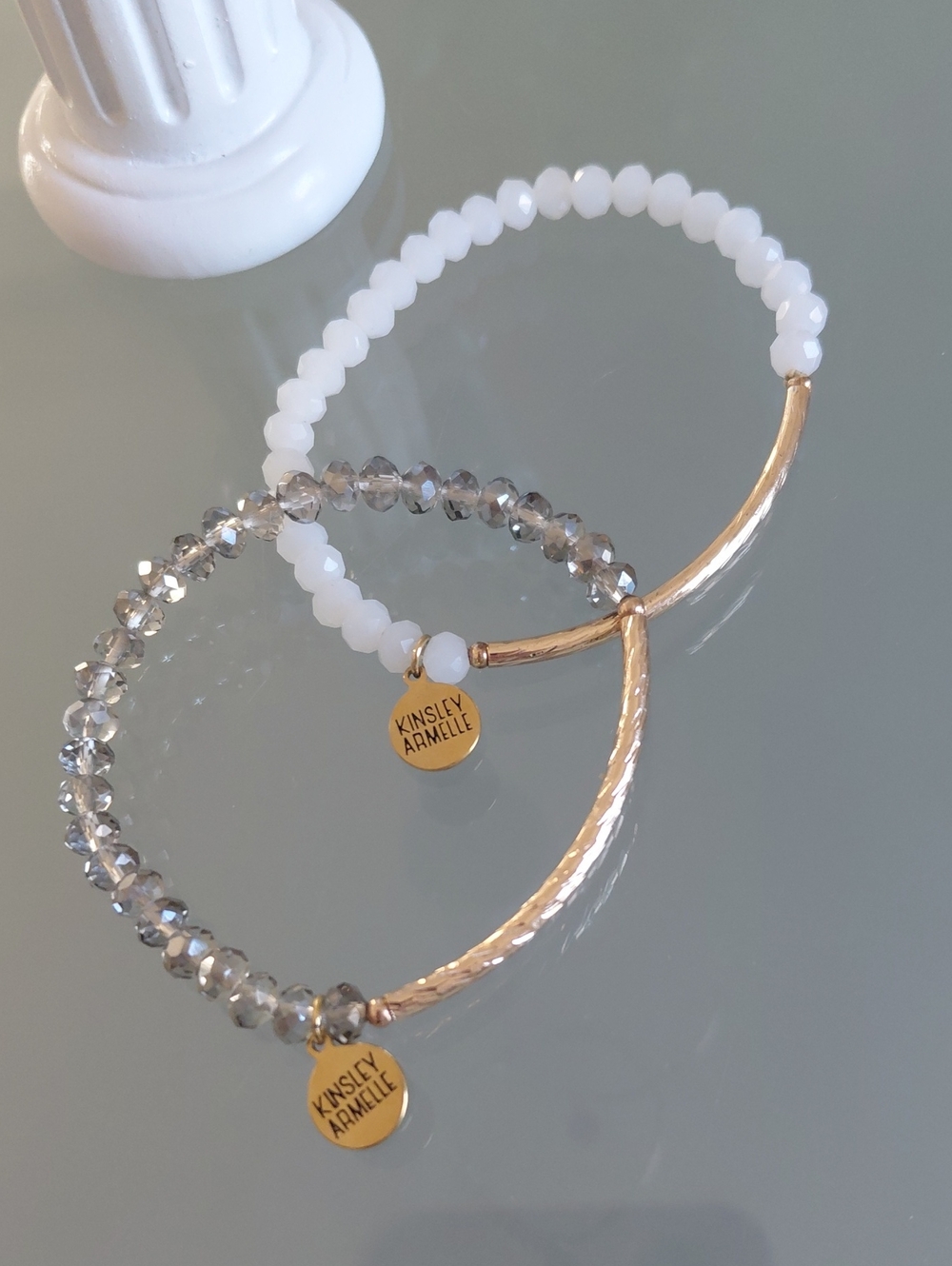 Kinsley Armelle Gold Tone Faceted Bead Stretch Bracelet Set of 2